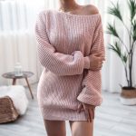 Casual loose knit wool dress