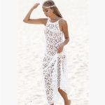 Venda rápida de vestido oco com gancho de flor Tong, blusa SEXY LACE BIKINI, férias à beira-mar.