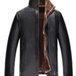 Jaqueta de couro de inverno masculina