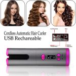 Modelador de cabelo automático Curling Iron Wireless Ceramic USB recarregável com display digital LED